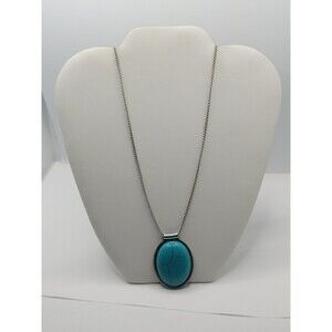 Faux Turqoise Large Oval Pendant Necklace